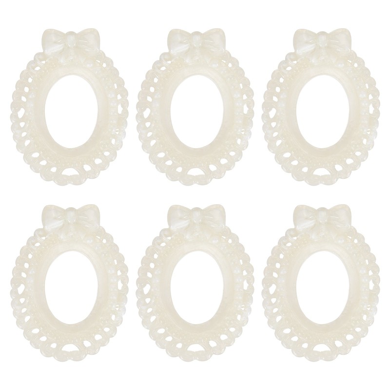 6Pcs Vintage Resin Picture Frames, 1.3×0.9″ Mini Tiny Photo Frame, White