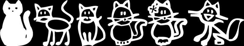 Set of 6 Stick Family Cats Vinyl Decal Sticker Car Window Wall
