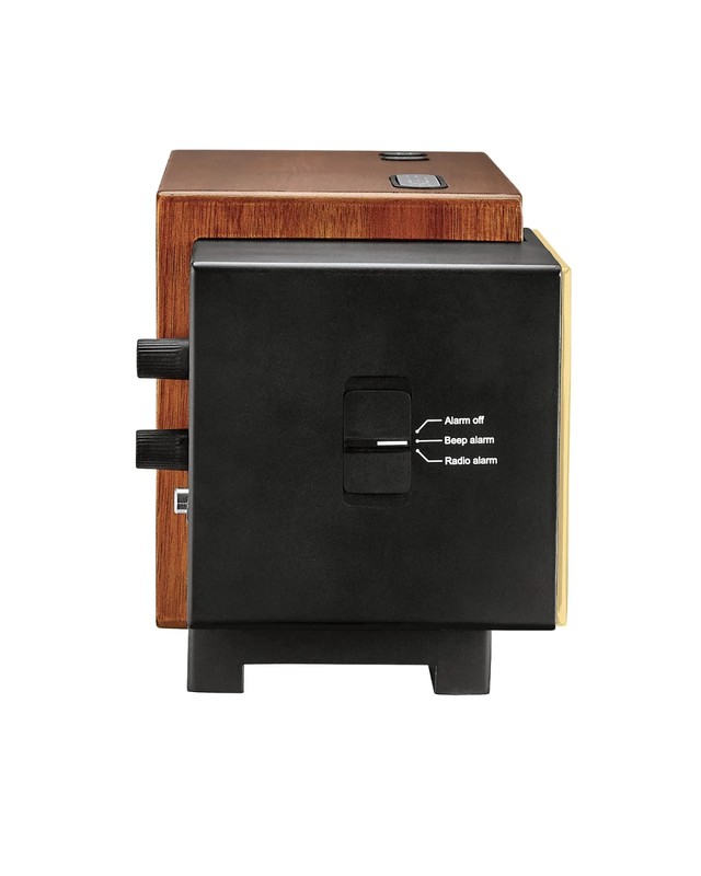 Bulova Retro Wooden Alarm Clock Radio FM Gold Analog Display Vintage Style B7800 gallery