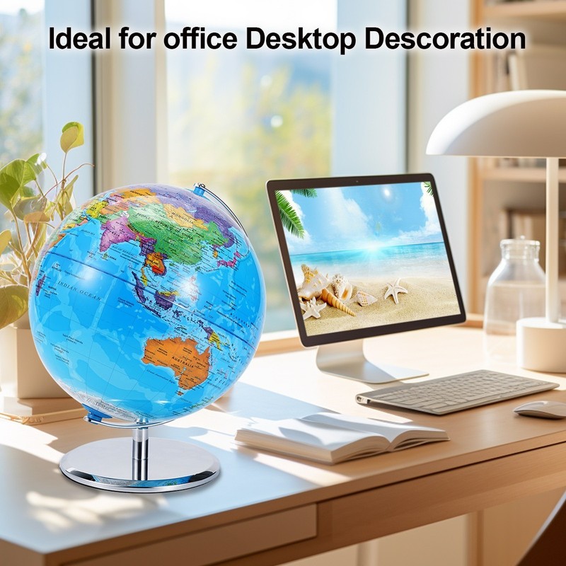 10" 3D World Globe Rotating Earth Modern Desktop Globe With Metal Stand for Kids gallery