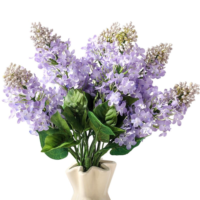 10 Pcs 24" Artificial Lilac Flowers Purple Fake Delphinium Antirrhinum Stem R...