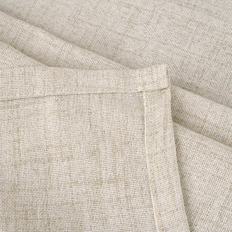 Short Linen Curtains 48 Inch Length for Window, Rod Pocket Textured Drapes Light gallery