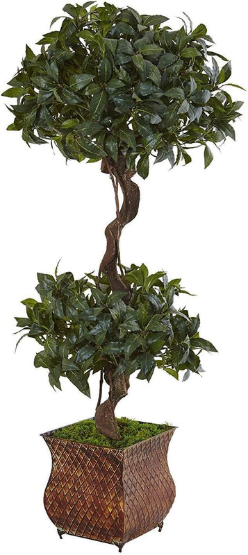 4.5’ Double Topiary Sweet Bay Artificial Tree – Lush Green Decor