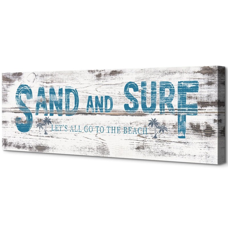 Nautical Sand and Surf Canvas Sign Let's All Go to The Beach Decorative Plaqu... gallery