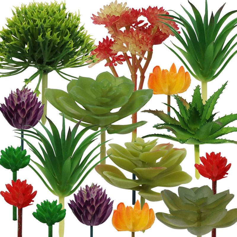 Artificial Succulents Plants, 16pcs Colorful Fake Succulents, Mini Artificial Su gallery