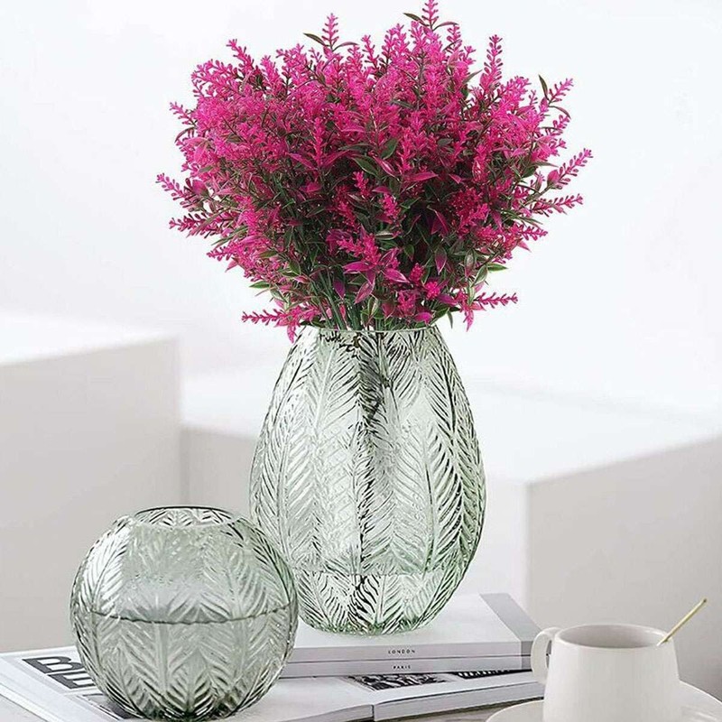 8 Bundles Artificial Flowers Plastic Plants Fake Outdoor Faux UV Resistant Decor gallery