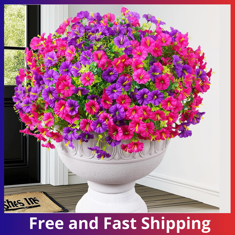 12 Bundles Look Real Artificial Flowers for Outdoors, Realistic Fake Outdoor …