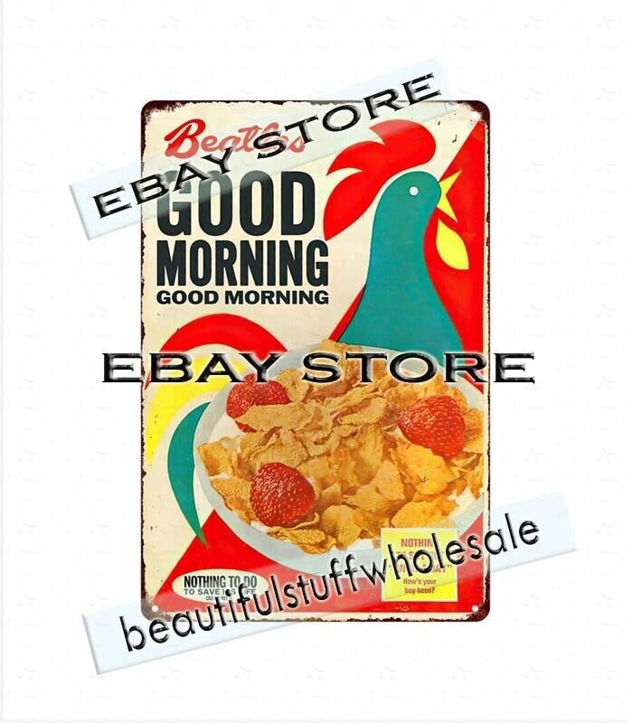 1967 Good Morning kellogg's Corn Flakes cereal metal tin sign prints framing gallery