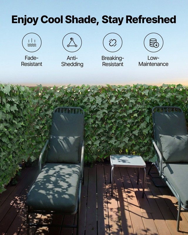 Expandable Outdoor Ivy Panel: 25x126in Artificial Greenery with 50 Zip Ties gallery