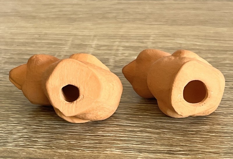 2 Miniature Terracotta Clay Ducks Chics Birds Statues Figurine 4 & 4.5cm 2” Vtg gallery