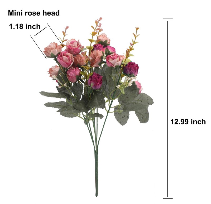 2 PCS Artificial Rose Red 21 Mini Heads Floral Bouquet Wedding Decor gallery