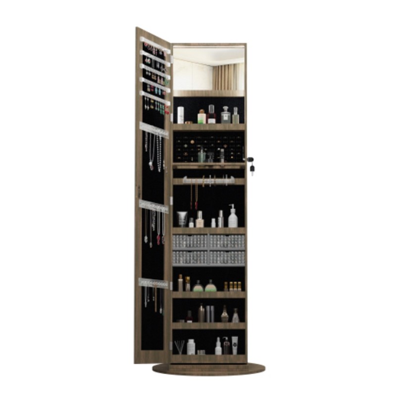 360°Cloakroom Full Length Mirror Space-Saving Mirror For Living Room in Brown gallery