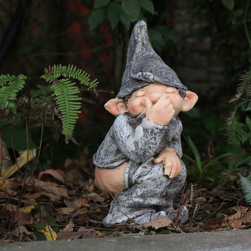 Pooping Naughty Gnome Miniature Statue Funny Resin Dwarf Home Garden Ornament US gallery