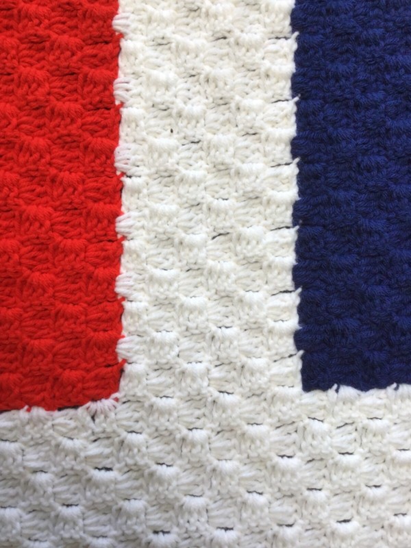 Red, White, and Blue Hand Crocheted Dominican Republic 50 x 30" Flag gallery
