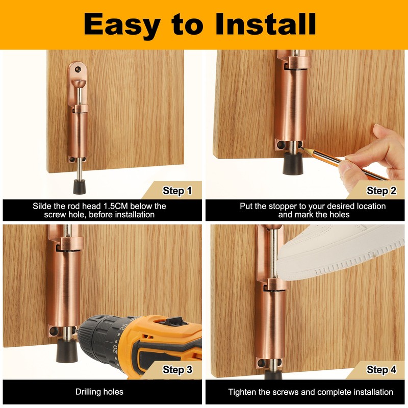 4Pcs Kickdown Door Stop Fit for Distance from the Ground 0-25mm, White gallery