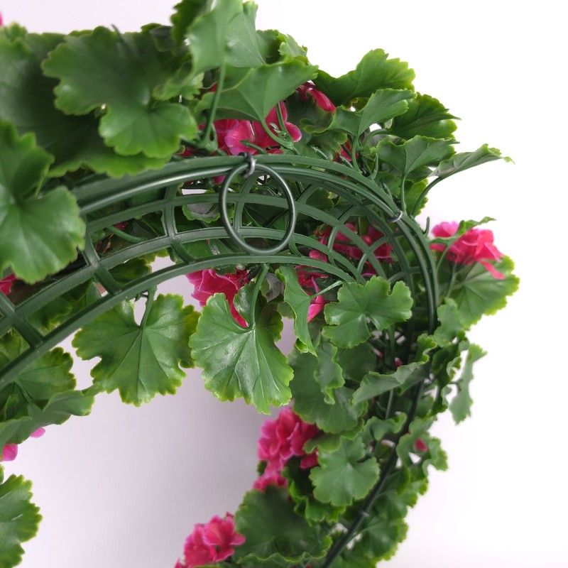 Wicker Park 24" Indoor/Outdoor Faux Floral Pink Geranium Spring Wreath gallery