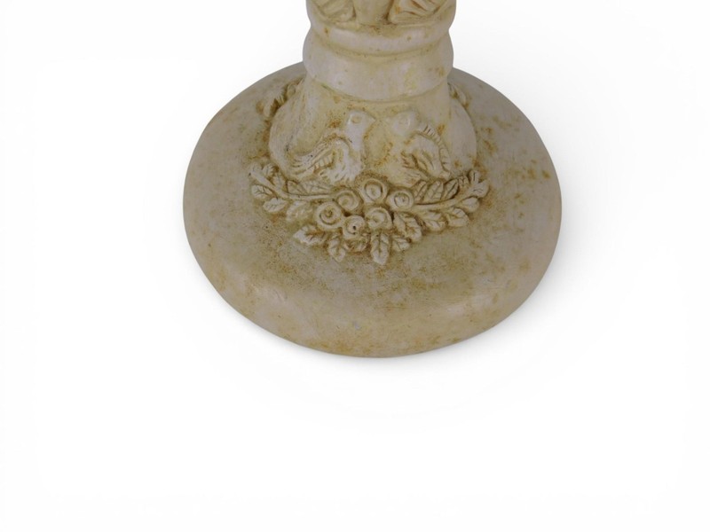 Beige Stone Candlestick Holder Traditional Column Floral Birds Home Decor Accent gallery