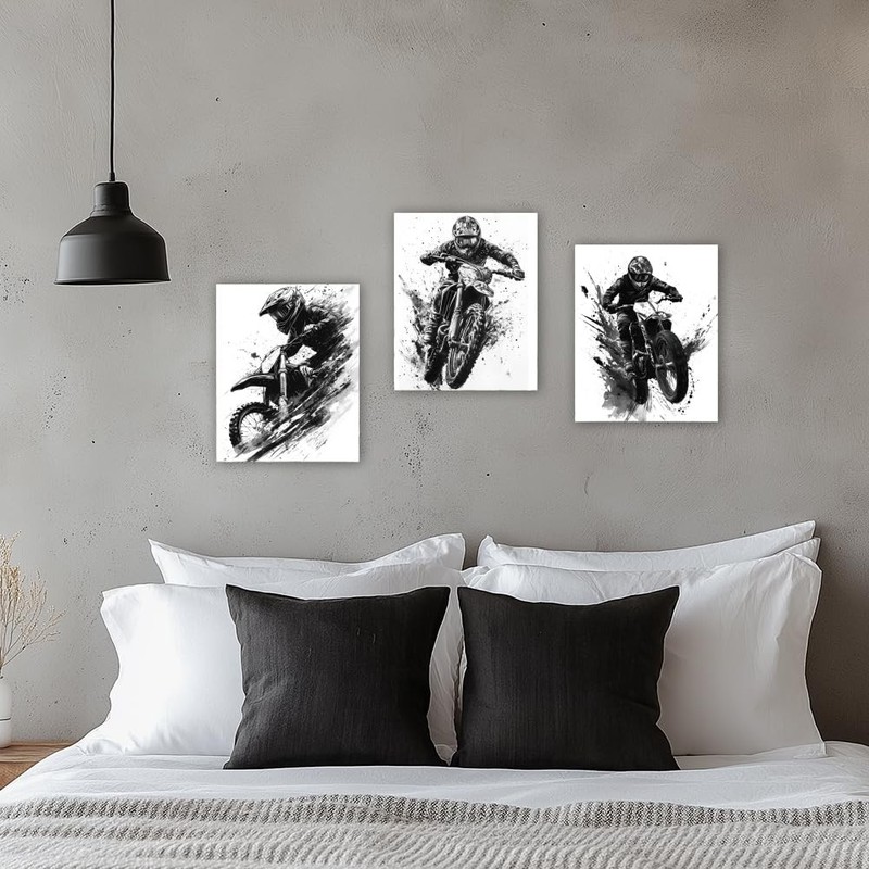 6 Pack Riding Motorcycle Unframed Waterproof Canvas Wall Art Decor, 8" x 10" ... gallery