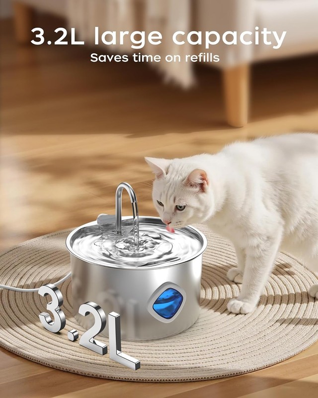 Cat Water Fountain 3.2L Stainless Steel Automatic Pet Dog Drinking Dispenser gallery