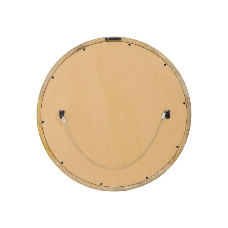 Modern Round Mirror with Mango Wood Frame gallery