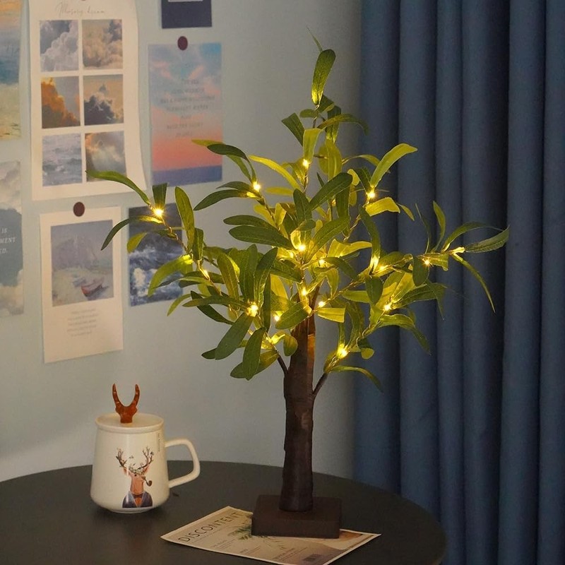 2FT Light Up Artificial Olive Tree with LED Lights, Battery or USB Powered gallery