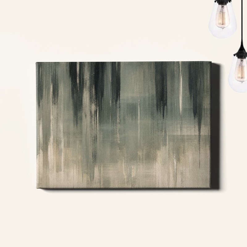 Neutral Vertical Stripes Canvas Art Minimal Abstract Pattern Beige