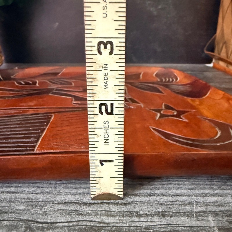 Vintage Haitian Folk Art Carved Wood Tray - Relief Sculpture gallery