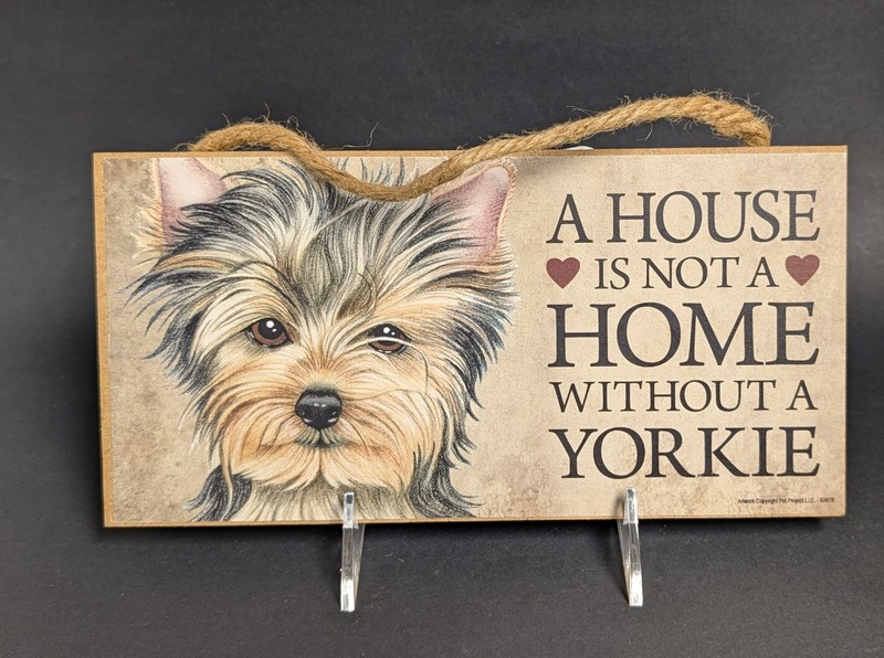 Yorkie Dog Wall Plaque Sign Hanging Wood 10″x5″ Yorkshire Terrier Decoration USA