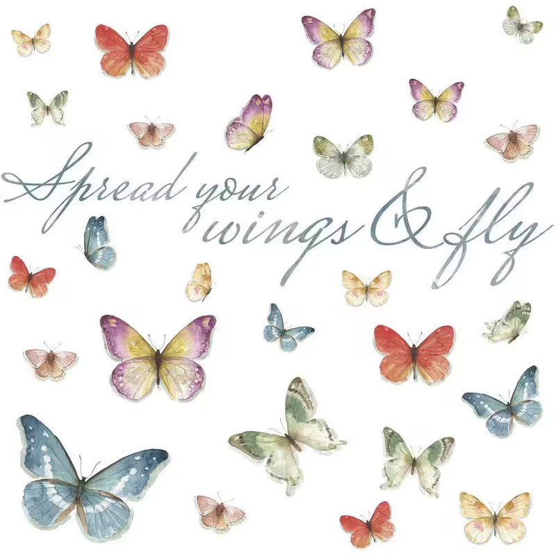 5 In. X 11.5 In. Lisa Audit Butterfly Quote 28-Piece Peel and Stick Wall Decals