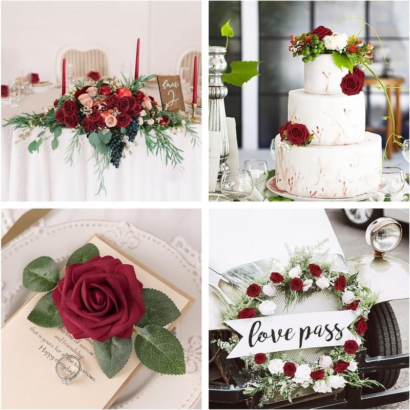 Artificial Flowers,25Pcs Real Touch Fake Flowers Foam Roses with Stems Perfect gallery