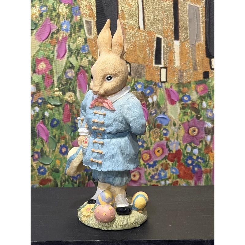 Bently Bunny 1994 Easter Bunny Rabbit Figurine Blue Coat Eggs Flowers Gentleman gallery