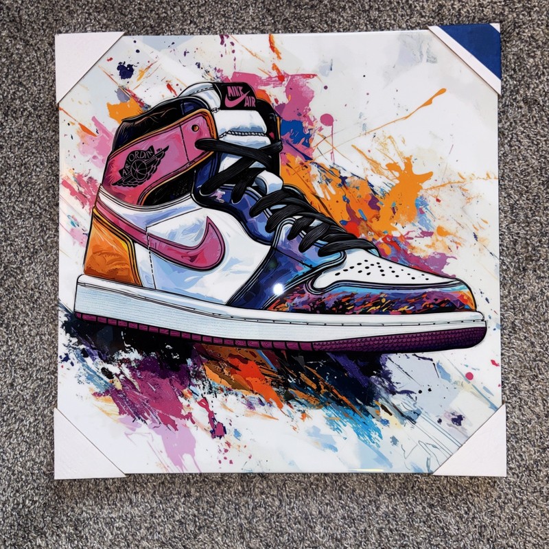 Nike Air Jordan 1 Sneaker Canvas Wall Art Gloss cover finish by 18 x 18 inches