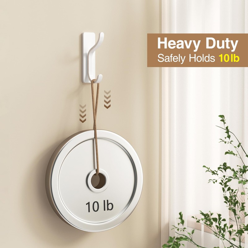 Adhesive Wall Coat Hooks - Heavy Duty Stick-On Door Hanger, Metal Hook for Ha... gallery