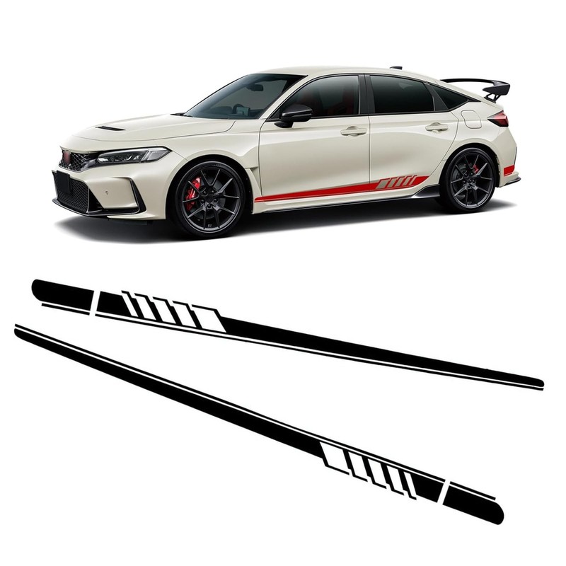2 PCS Car Side Skirt Decals, 4.52″ x 88.58″ DIY Long Stripes Stickers, Waterp…