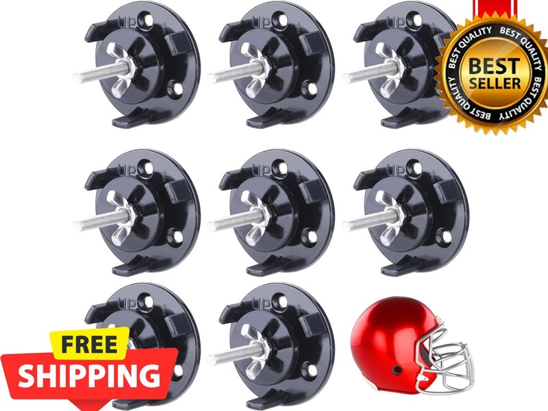 8 Pack Football Helmet Wall Mount Display Holder for Full Mini Helmets Black Set
