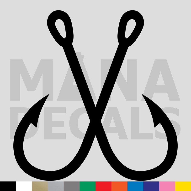 Fish Hooks Crossed Vinyl Die Cut Decal Sticker – Fishing Tackle Boating Lake