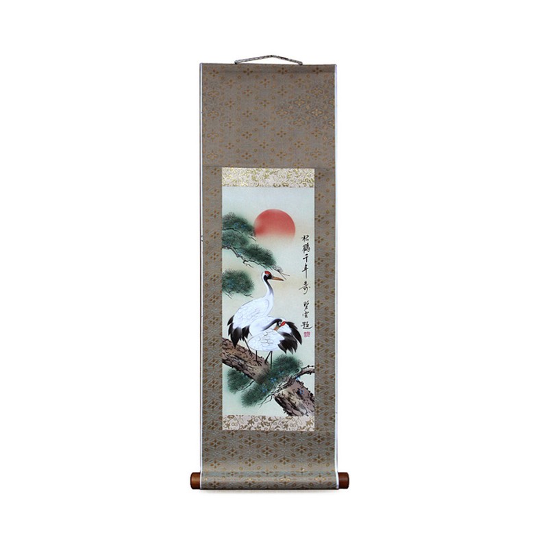 Korean Traditional Handwriting Wall Scroll Poster Small 37.4″ Gift Crane