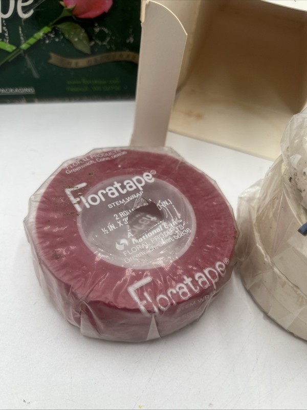 Vintage Floratape Stem Wrap 32 Roll Lot 25 Brown, 2 Red, 5 White New In Box gallery
