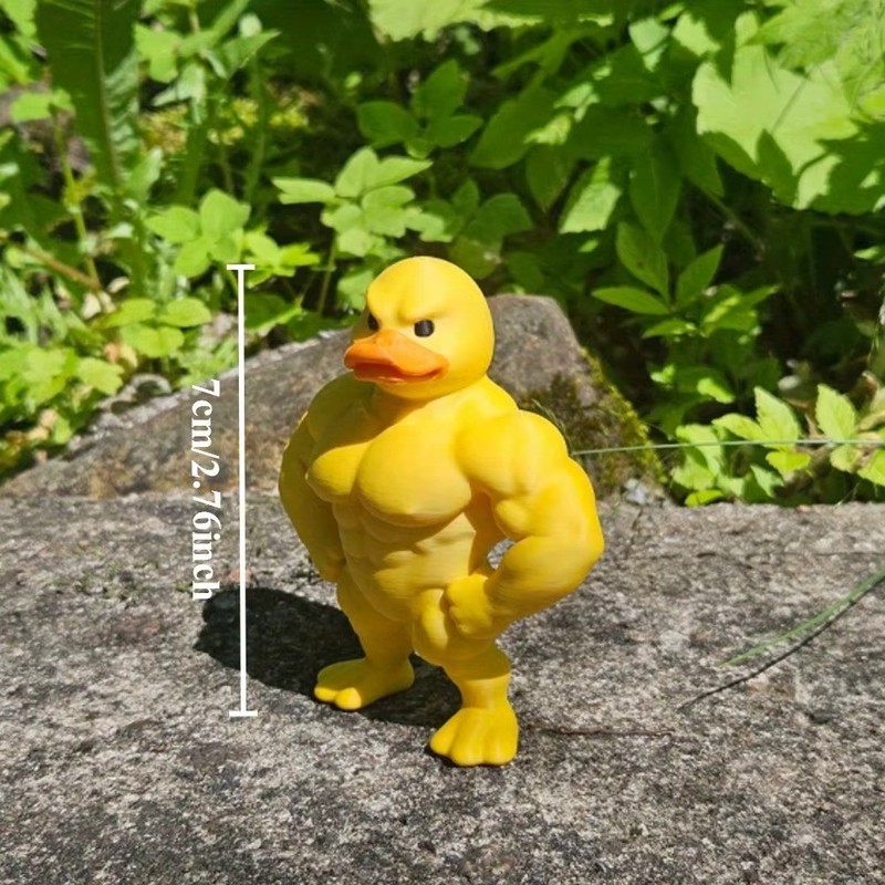 Muscle Duck Figurine - Buff Rubber Ducky Statue Funny Desk Decor Strong Man Gift gallery