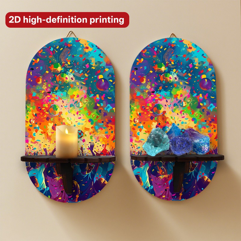 2D Splatter Art Floating Shelves Decorative Wall Shelf Wall Mounted Storage Rack