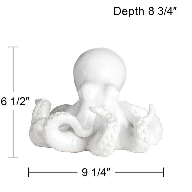Octopus 9 1/4" Wide Shiny White Decorative Figurine gallery