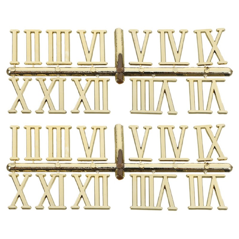 2 Sets Roman Numeral Clock Numbers Electroplated Hands Components for Making gallery