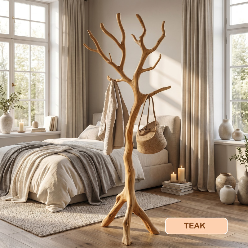 Tree Branch Coat Rack Wooden Freestanding Coat Stand Rustic Entryway Organizer gallery
