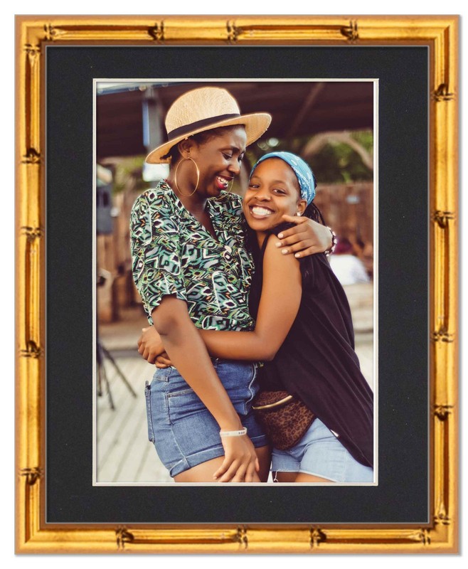 11x14 Frame Gold Bamboo With Black Picture Mat For 11x14 Photo - Gold Bamboo 13x gallery