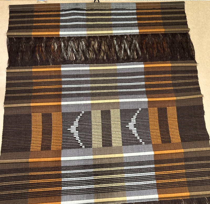Woven Yarn Wall Hanging Tapestry Geometric Stripes Fringe 46.5”x28” gallery