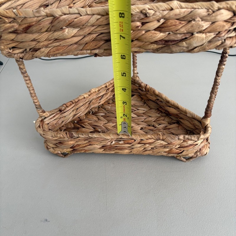 Woven Seagrass 2-Tier Corner Shelf Organizer Natural Fiber Boho Storage Basket gallery