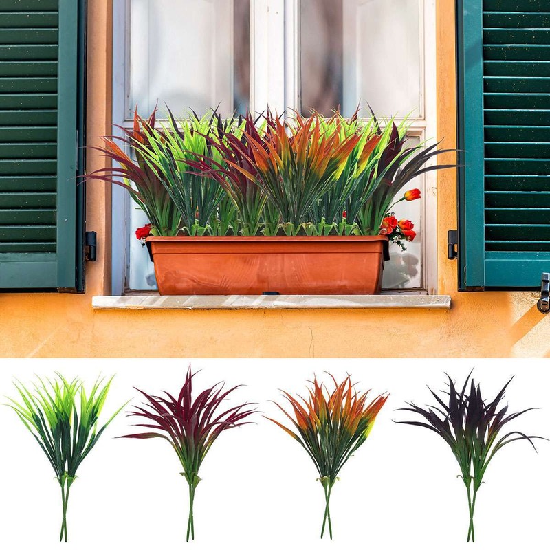 2~6Bundles Artificial Grass Fake Plants Outdoor UV Resistant Greenery Stem Decor gallery