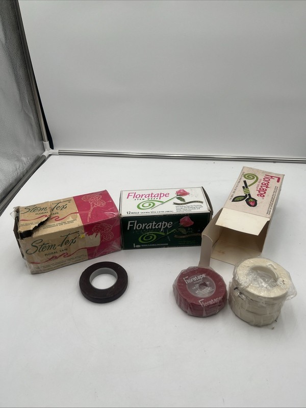 Vintage Floratape Stem Wrap 32 Roll Lot 25 Brown, 2 Red, 5 White New In Box