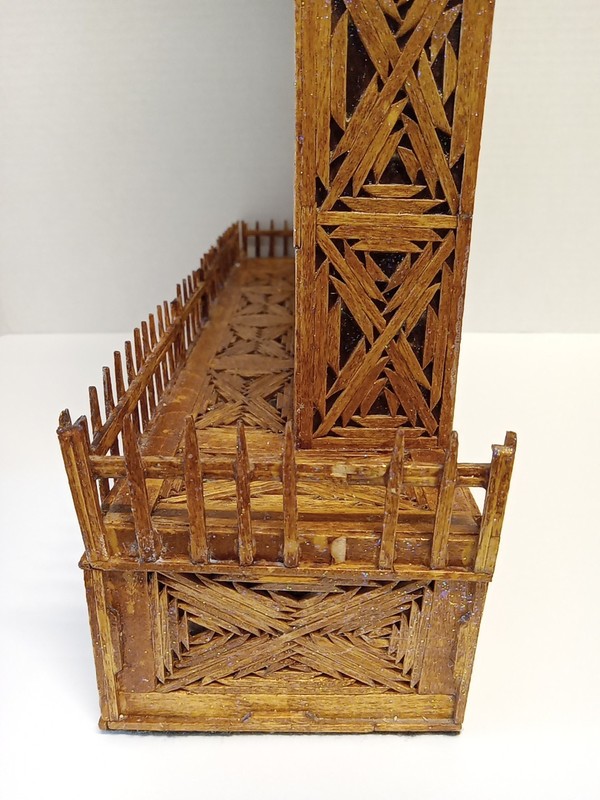 Handmade Prison/Tramp Art Matchstick/Toothpick TableTop Clock Bear Large 19.5×14 gallery