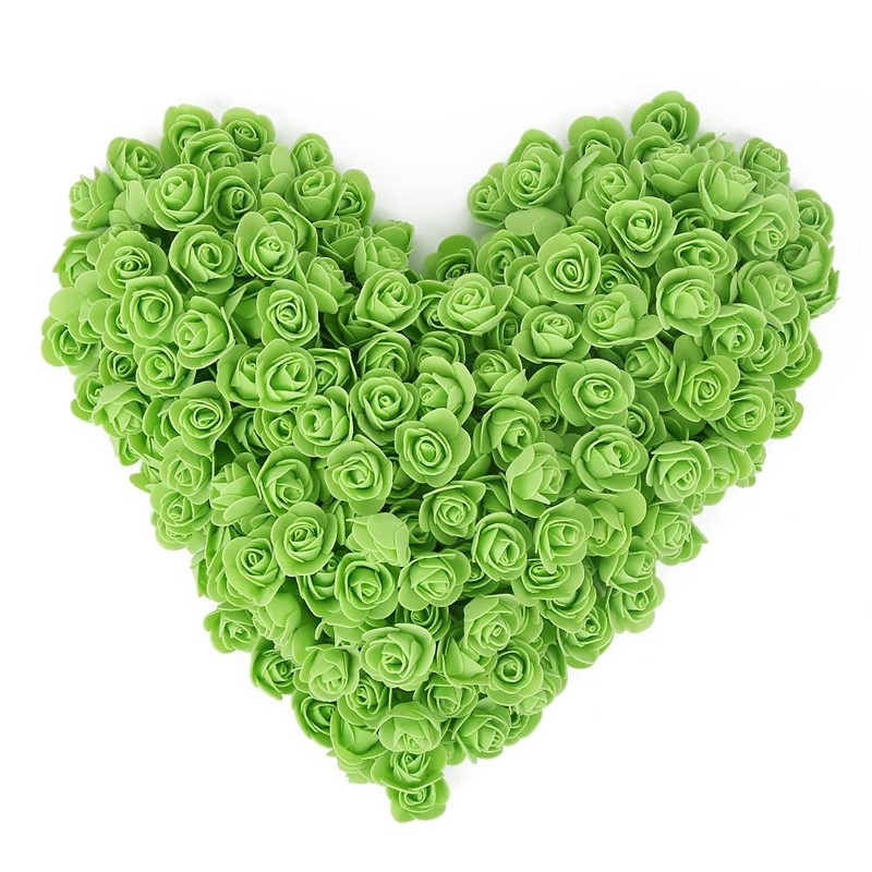 500pcs Artificial Rose Flower Heads, Green Mini Foam Rose Bulk Fake Flower fo…